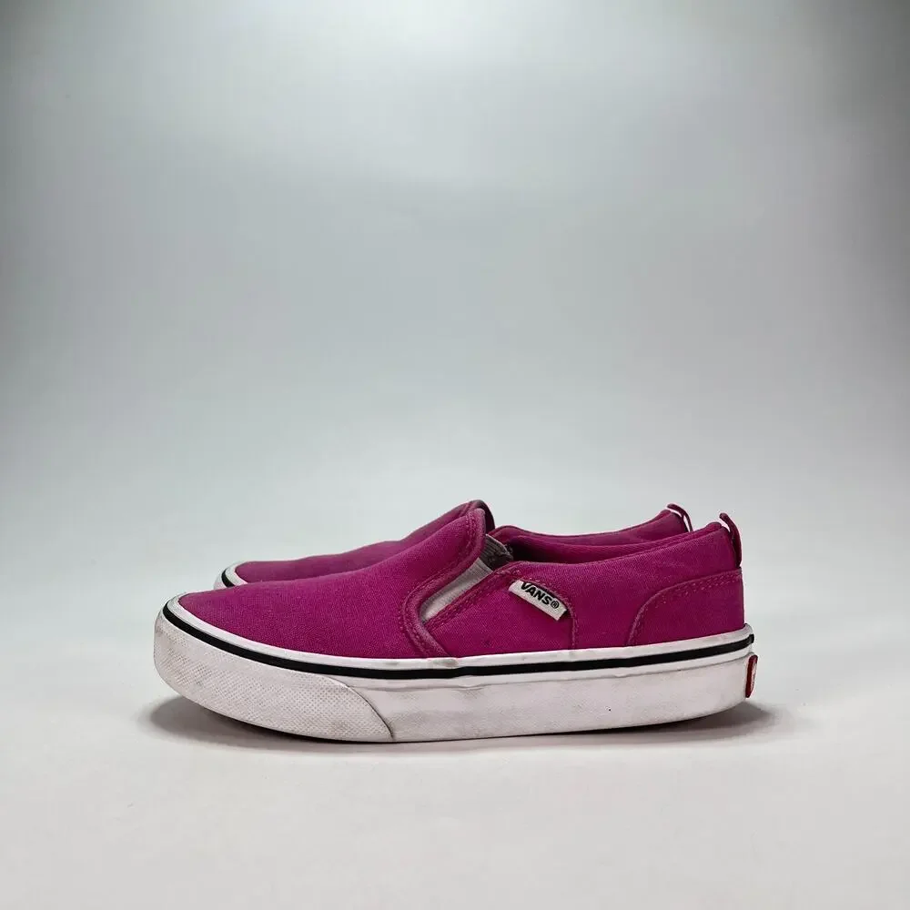 Vans Asher Pink Casual Sneakers Skater Shoes Comfort Slip-On 721356 Kids Size 2